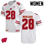 Women's Wisconsin Badgers NCAA #28 Blake Mielke White Authentic Under Armour Stitched College Football Jersey FU31Y74GI